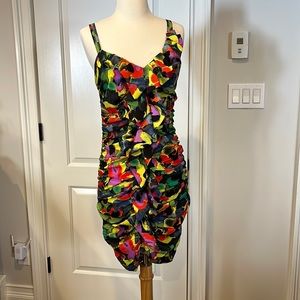 Multi colored ruched dress
